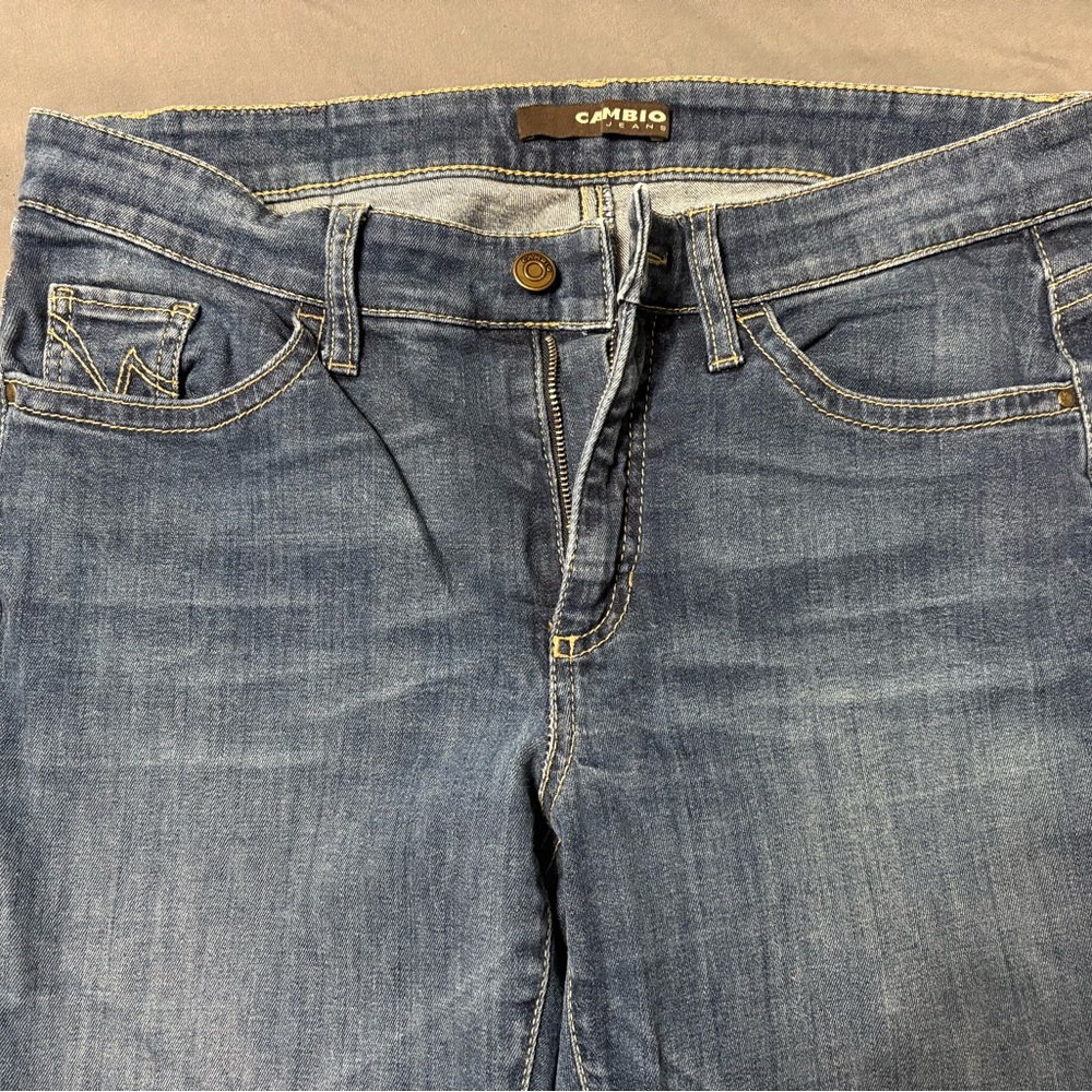Blue Jeans with Contrast Stitching and Fading Effect